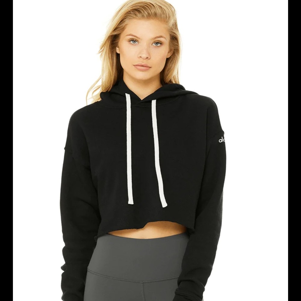 Baby blue alo crop hoodie